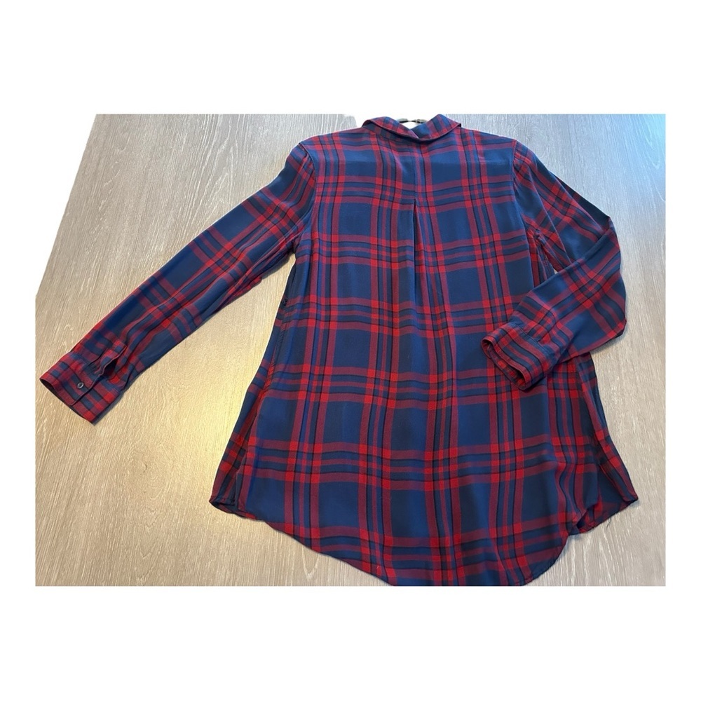 Isabel Maternity Women's Long Sleeve Button Down Shirt Plaid Sz Med Red & Blue - Picture 2 of 11